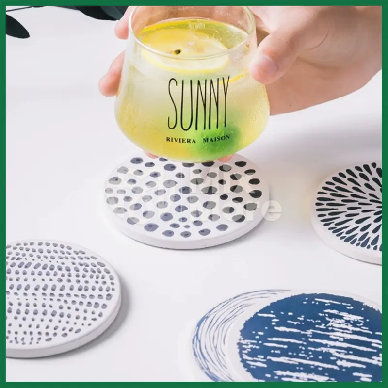 Đế lót ly, lót cốc vải nỉ 4 lớp, đá gốm cao cấp Roplus Coffee thấm nước tốt, dày dặn Mixmore 7