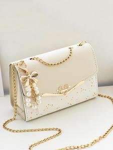 Bolso cruzado de mujer con estrellas brillantes y bloques de colores, Elegante bolso de hombro con correa de cadena para mujer, Moderno bolso de chica con dije de perlas de imitación