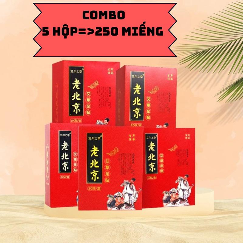 [Combo 5 Hộp ] Miếng Dán Ngải cứu dán lòng Bàn chân, Miếng Dán Chân Bắc Kinh Mặt Nạ Chân