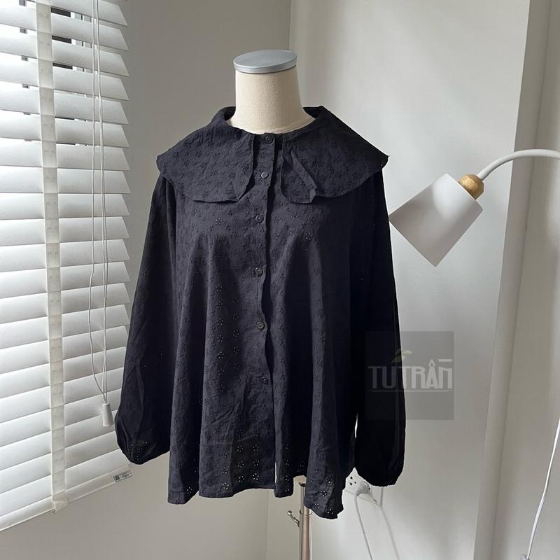 Áo Sơmi Cổ Lá Sen Thiết Kế Tutranshop Thô Boi Cotton