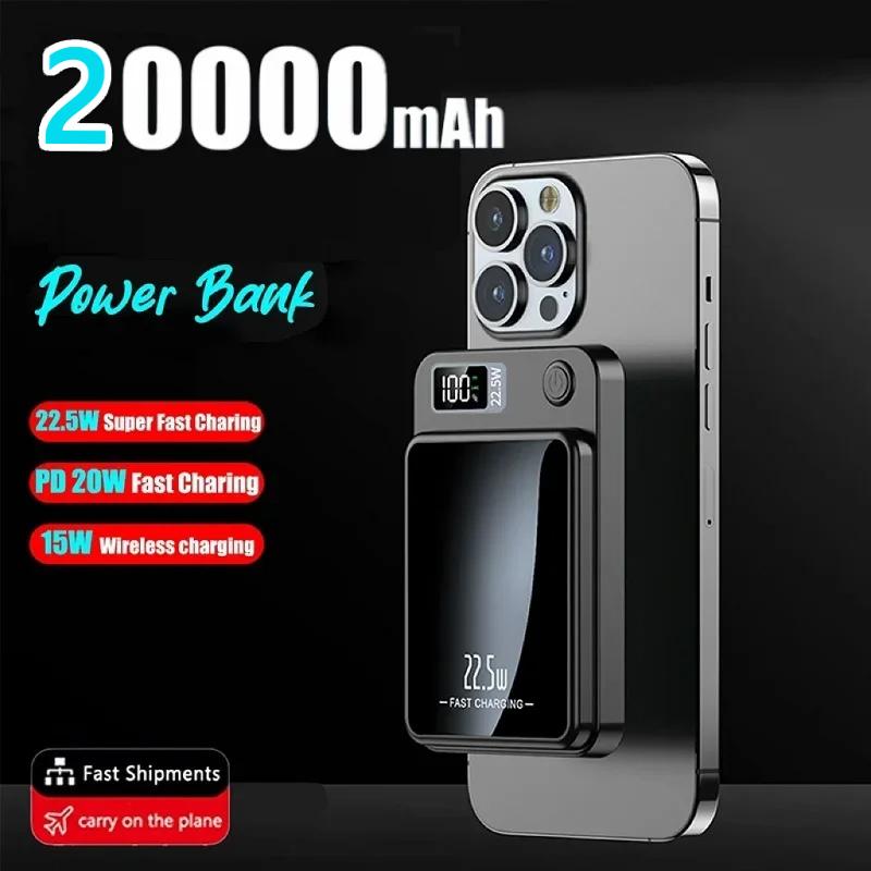  Bộ sạc nhanh không dây Dung lượng 20000mAh Dành cho Magsafe Sạc dự phòng từ tính Cầm Tay Gói pin phụ trợ bên ngoài Tương thích với iPhone 14 và 15 Cũng tương thích với Xiaomi Led 