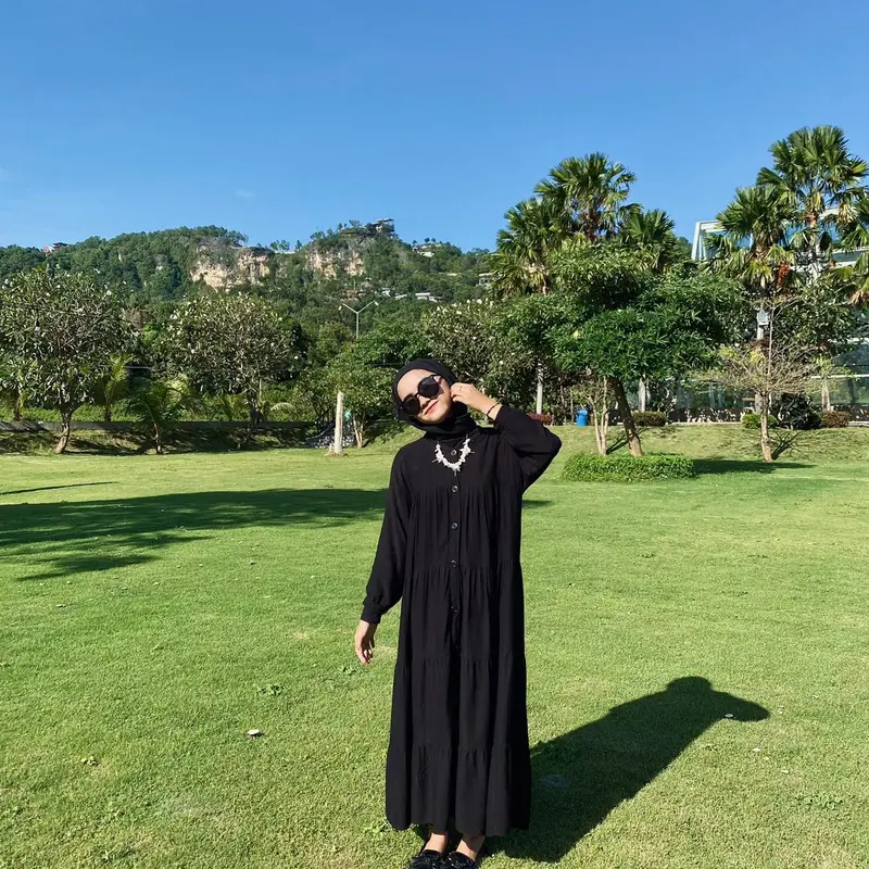Vena Twil - Gamis Polos - Midi Dress - Dress Polos - Gamis  Murah Gamis Kekinian Liburan Polos Santai Muslim Kancing 2