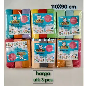 bedong bayi polos ukuran 110X90 cm isi 3 pcs