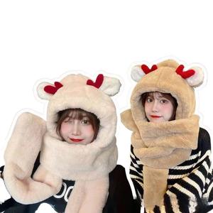 หมวก ผ้าพันคอ ถุงมือ หมวกแบบรวม 2025 พร้อมส่ง หมวกอเนกประสงค์ อุ่นในฤดูหนาว น่ารัก หมวกขนฟูสองชั้นสำหรับผู้หญิง แฟชั่นสไตล์ใหม่ ดีไซน์หรูหราเบา