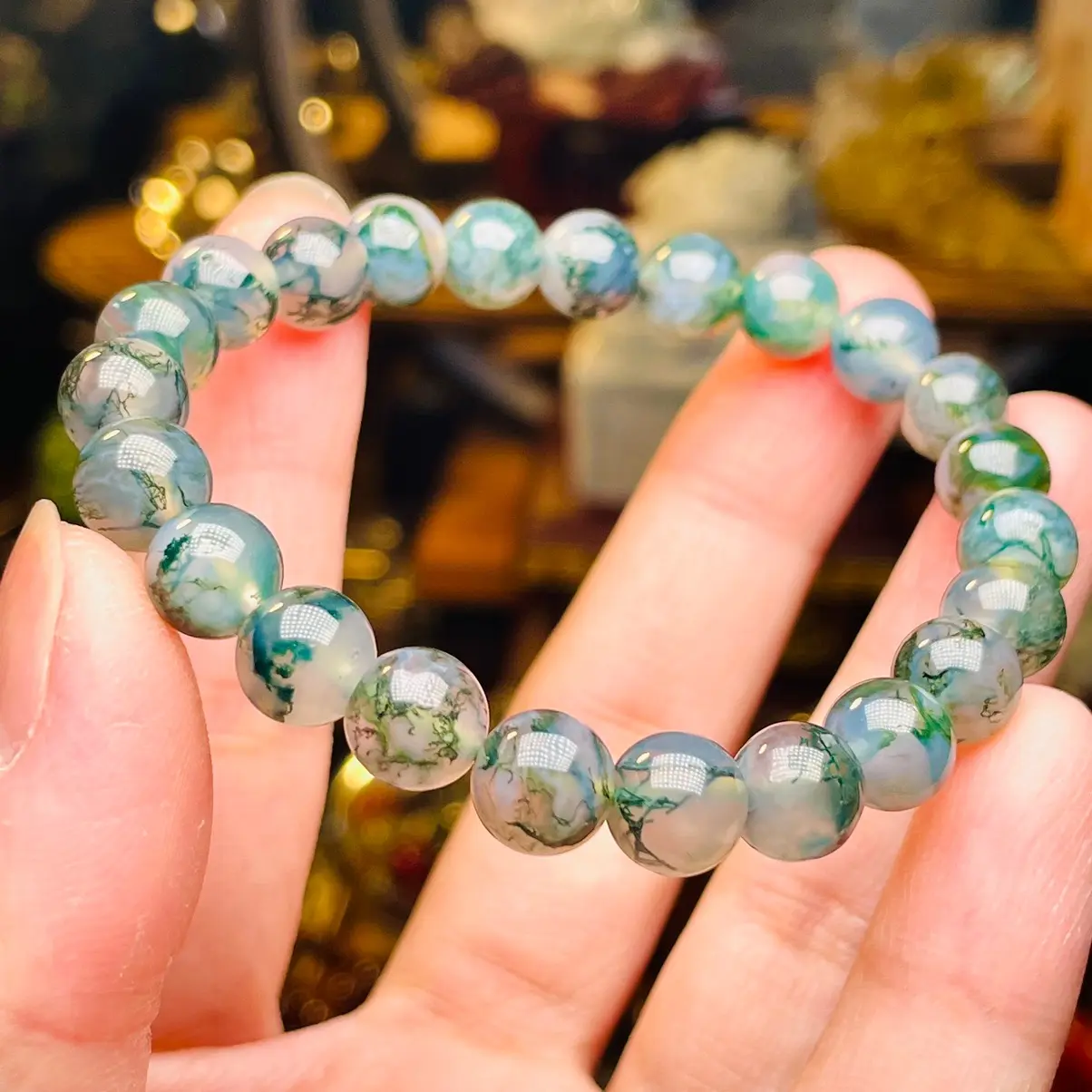 Vòng tay ngọc băng thuỷ tảo (Hợp Mộc và Hoả),   đá được mài tư đá thô nguyên khối , không phải bột đá ép vòngngọc băngchủng thạchanh vòng mã não vòngtay đếvương vòng ngọc hợp mệnh thổ bong cam chính hãng thạch trang sức