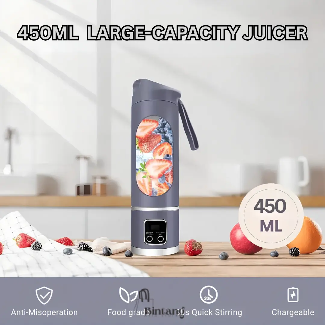 [BAS] Juicer Portable Mini Juicer Blender Chargeable Electric Smoothie Maker 450mL Capacity Large