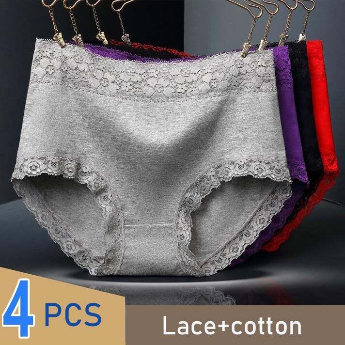 4Pcs Women Underwear High Waist Cotton Panties Plus Size Soft Breathable Panties Lingeries Panty Shorts Underpant Lady 0