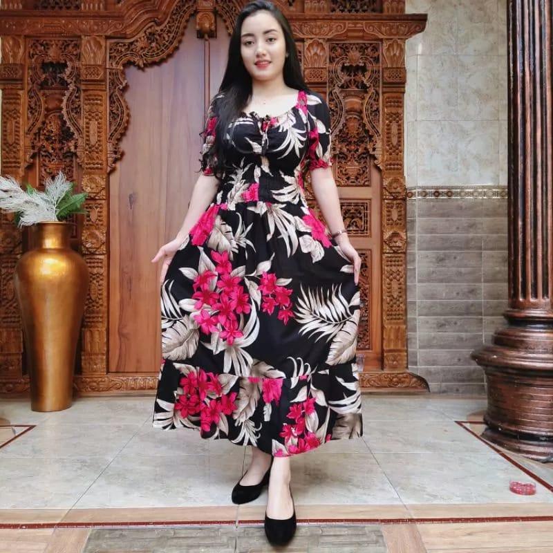DRESS KERUT TALI DADA | DASTER BALI SANTAI KERUT KARET RAYON SUPER 8