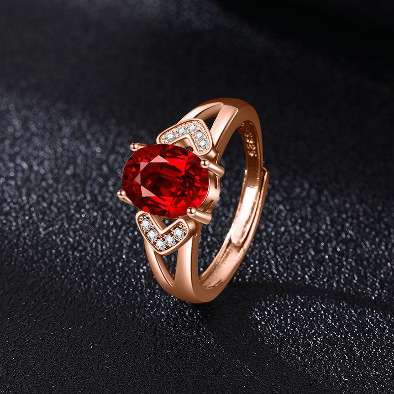 Product Introduction of Live Hot Sale Ruby Diamond Jewelry Suit Flower Design Ring Pigeon Blood Red Tourmaline Ear Stud Pendant Necklace 8