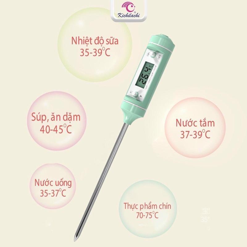 Nhiệt Kế Điện Tử Kichilachi, Que Đo Nhiệt Độ Sữa, Đo Nhiệt Độ Nước Tắm Cho Bé