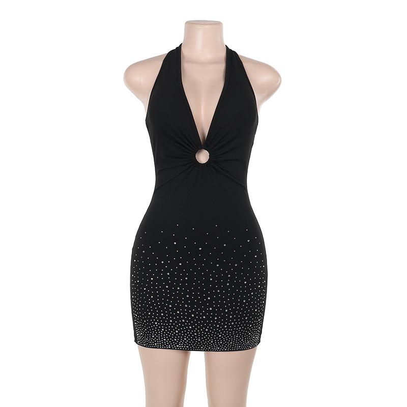 Sexy Solid Backless Texture Halter One Step Skirt Dresses Sexy Solid Backless Texture Halter One Step Skirt Dresses
