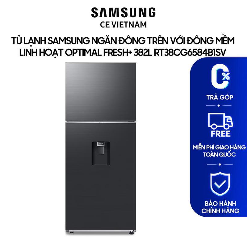 [Freeship] Tủ Lạnh Samsung Ngăn Đông Trên với Đông Mềm Linh Hoạt 4 Chế Độ Optimal Fresh+ 382L RT38CG6584B1SV - Giao hàng sau 15 ngày