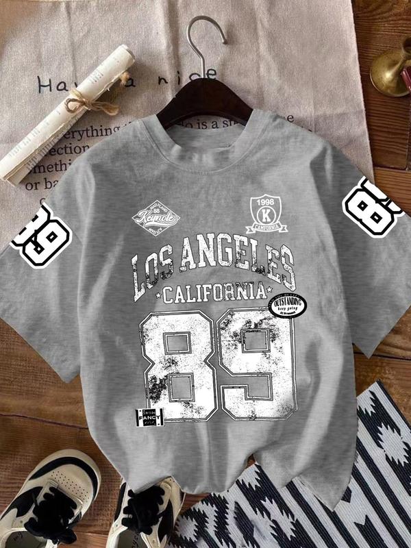 Women's Letter Print Round Neck Tee, Fashion Casual Crew Neck T-Shirt for Daily Holiday Vacation Outdoor Wear, Ladies Clothes for Summer, Top, Womenswear 2