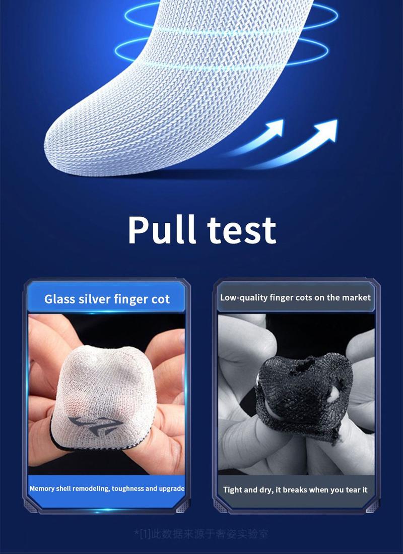 Product Introduction of Tay Áo Ngón Tay Thoáng Khí, 1 Cặp, Dành Cho Chơi Game Và Màn Hình Cảm Ứng, Bọc Ngón Tay, Sợi Màu Bạc, Dành Cho Trò Chơi Điện Thoại, Tương Thích Với PUBG, Tay Áo Ngón Tay Cái 38