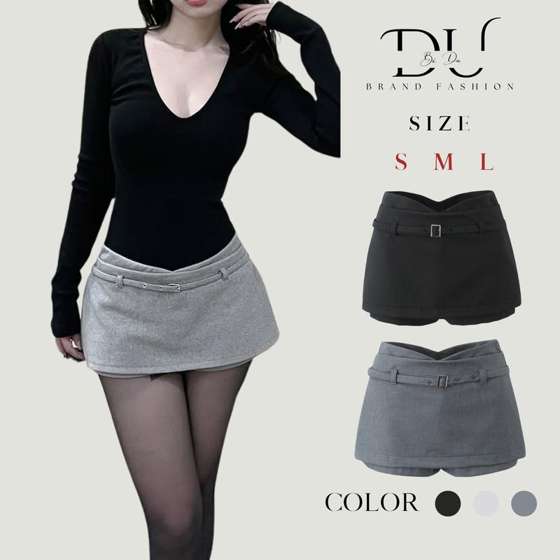 Chân Váy Ngắn Nữ Bé Du Chân Váy Cạp trễ Có Thắt Lưng Phong Cách Y2K
