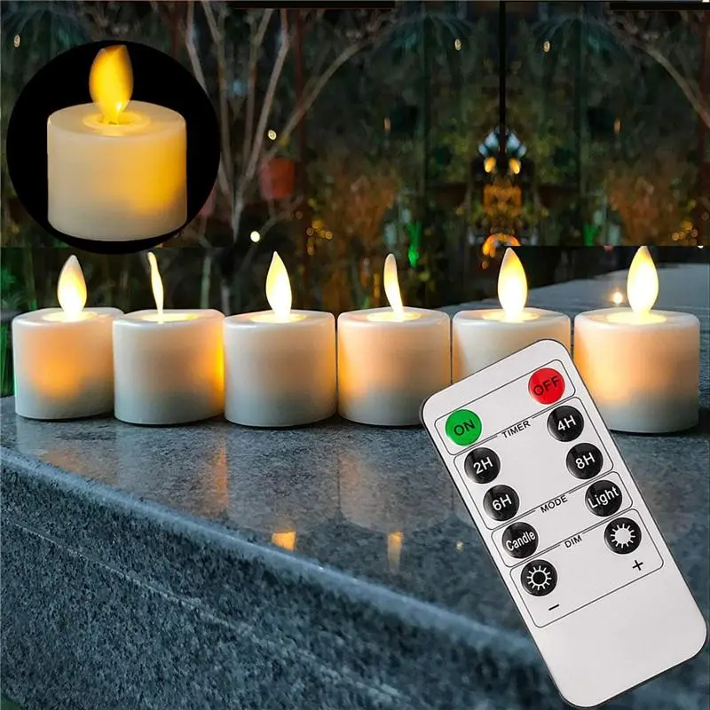 Flameless LED Tea Light Candle with Remote Control, Dancing Flame Mini Church Wedding Decorative Candle, Decorative Light for Home Party Wedding