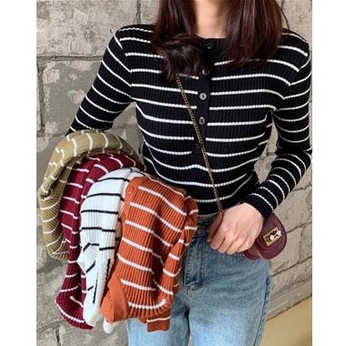 ONECK ZEBRA STRIPE I Sweater Rajut Kancing Motif Polet I Rajut Halus I Santai Fit Panjang Garis Garis 4
