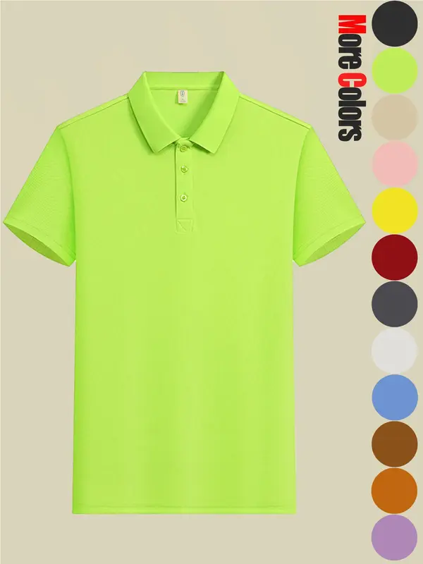 Men's Solid Color Short Sleeve Polo Shirt, Casual Breathable Quick Drying Collared T-Shirt for Summer, Fashion Men's Top for Daily Wear, Tropical 8