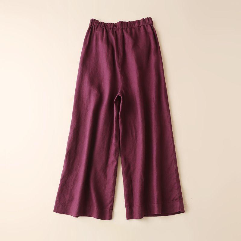 Product Introduction of Cotton and linen wide-leg 9/10 Pants with a loose fit for women, High-waisted, Thin and Straight-leg Casual pants, Available in multiple Colors Womenswear Bottom Lingerie Comfort Trouser Basic Minimalist 10