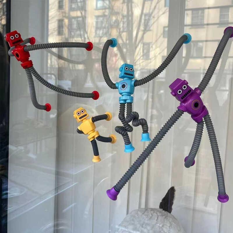 Product Introduction of 2pcs lot Suction Cup Telescc Robot Shape Stretch Tube Giraffe Educational Decompression Anti stress Squeeze Toy 13