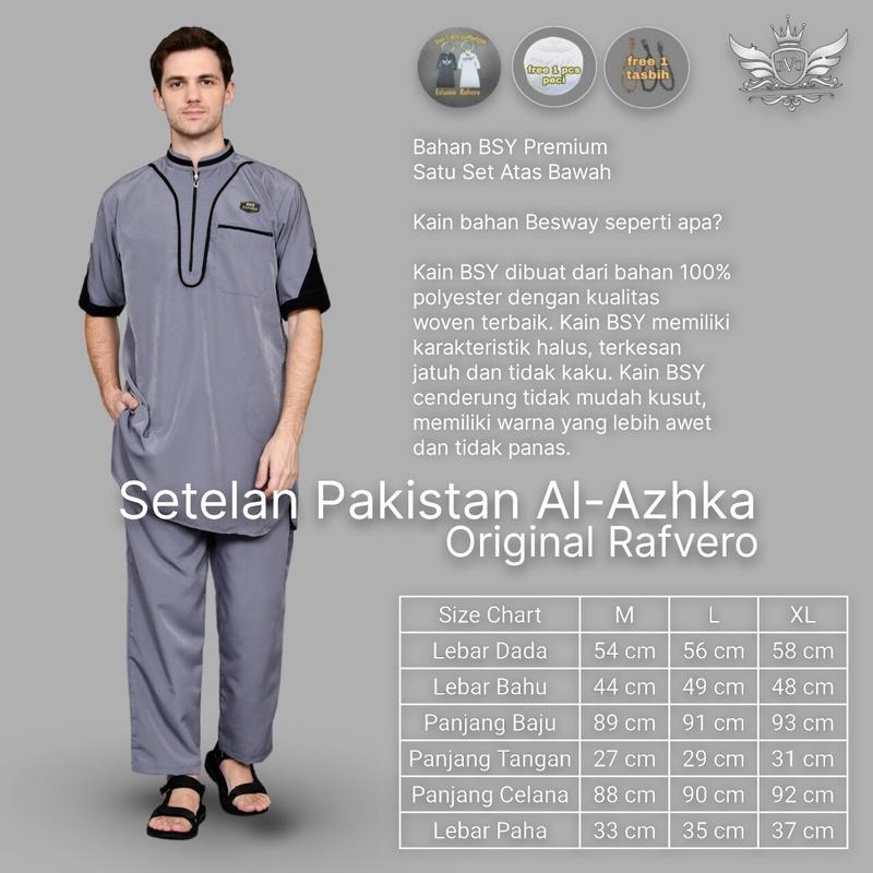BAJU KOKO KURTA PAKISTAN BAHAN KATUN List Polka Dot Muslim  Pendek Pria Setelan Dewasa Navy baju koko pria Toyobo 7