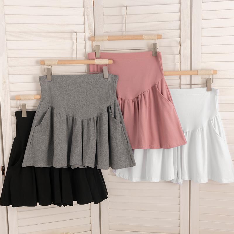 T70100# Maternity Trousers A Line Dress Pleated Design Skirts Korean Style Spring Autumn Outerwear Summer Women Clothing Pregnant Pants 1