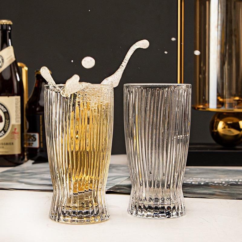 ￼Bộ 6 cốc thuỷ tinh chịu nhiệt hoạ tiết sọc dọc dung tích 360ml uống nước , sinh tố , trà sữa , bia siêu xinh