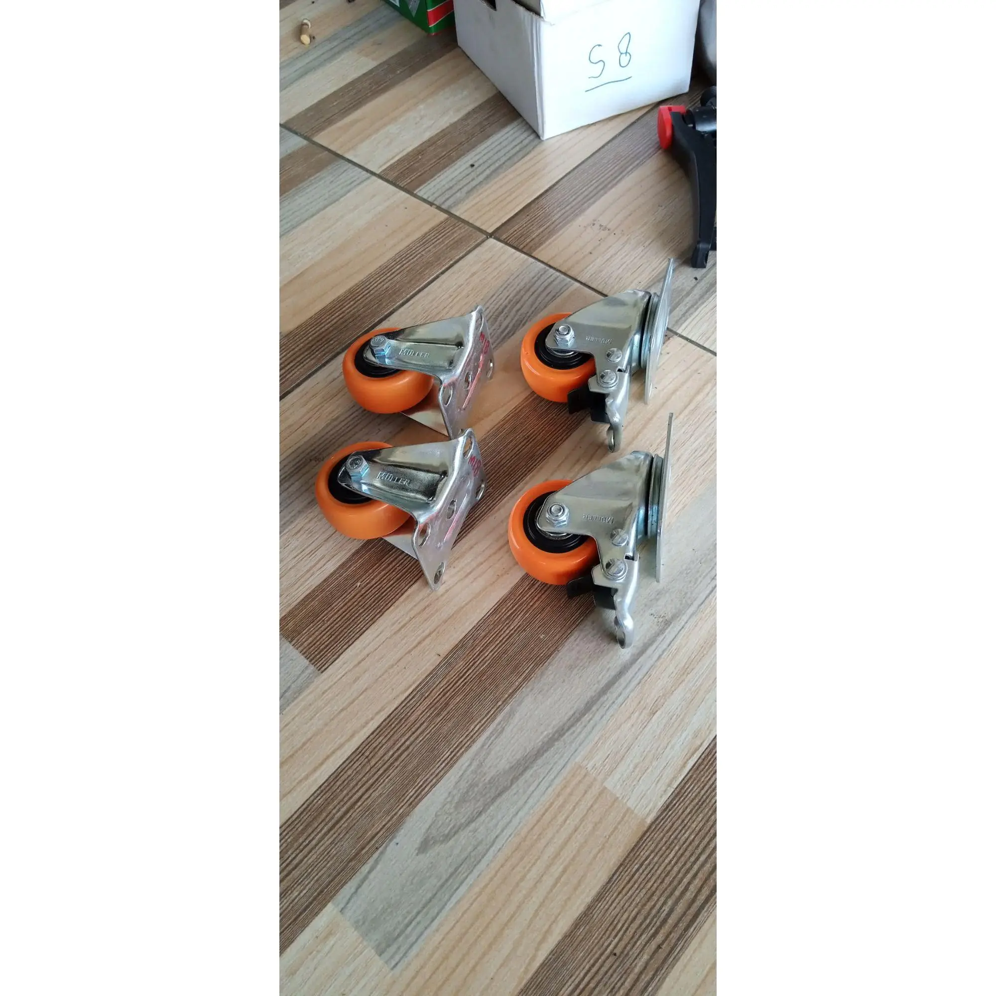 Roda etalase 2 inch MULLER 4 biji 2 hidup + rem 2 mati tanpa rem roda pvc roda troli lemari 60kg 4 pcs