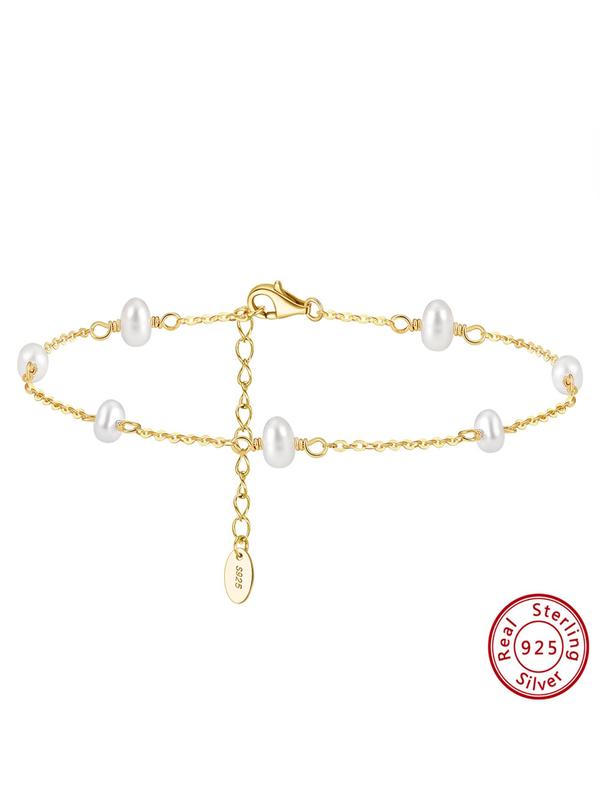 925 Sterling Silver Women's Elegant Anklet, Fashionable Jewelry for Women & Girls, Trendy All-match & Exquisite Jewelry for Birthday Gift 4