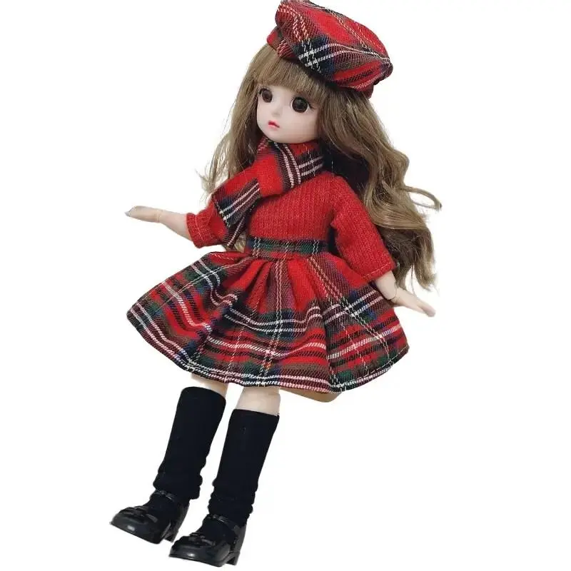 30 Cm 1/6 BJD Doll Winter Dress Set 21 Movable Joint Makeup Cute Girl Brown Eyes Doll With Fashionab