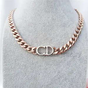 Kalung Rantai Titan Model CD Tersedia Warna Rose Gold, Gold dan Silver Anti karat Aksesoris Elegan Titanium Asesoris Wanita