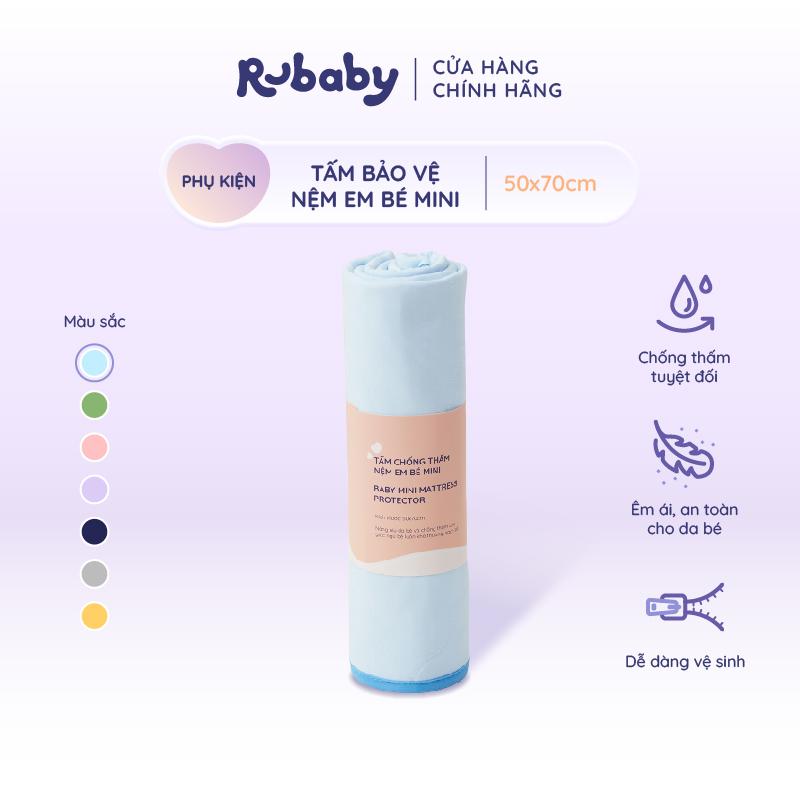 Tấm Bảo Vệ Nệm Em Bé Mini Rubaby Chống Thấm Tuyệt Đối Bảo Vệ Nệm Khô Thoáng Sạch Sẽ 50x70cm Cho Bé