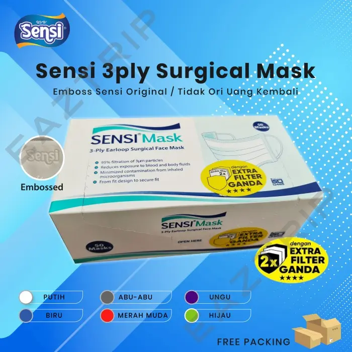 Masker medis sensi 3 ply earloop 50 pcs / Surgical Mask 2