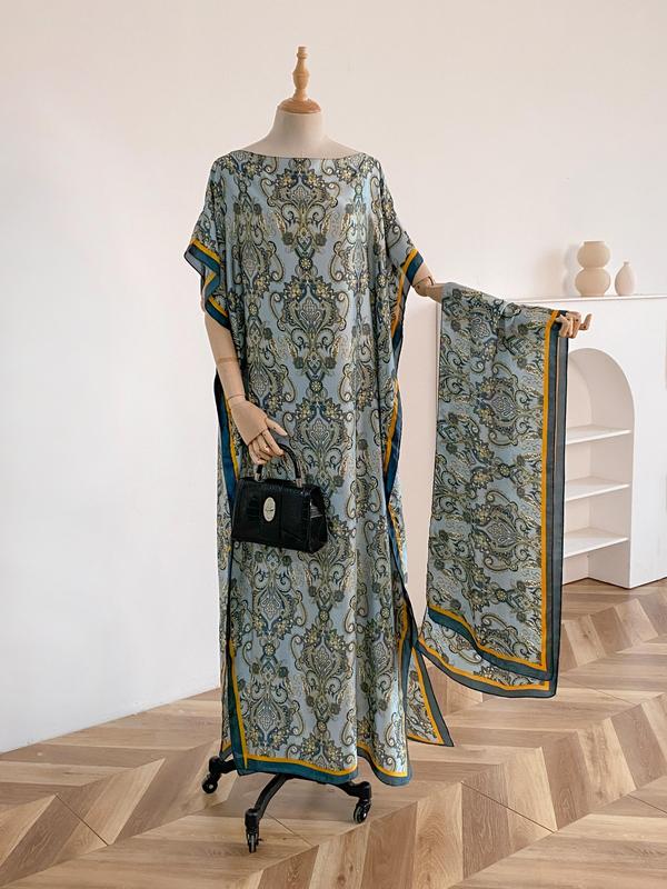 Women's Random Leopard Print Long Sleeve Open Front Shawls & Scarf Set, Casual Shawl & Scarf Set for Beach Vacation, Fashion Accessories for Women 2