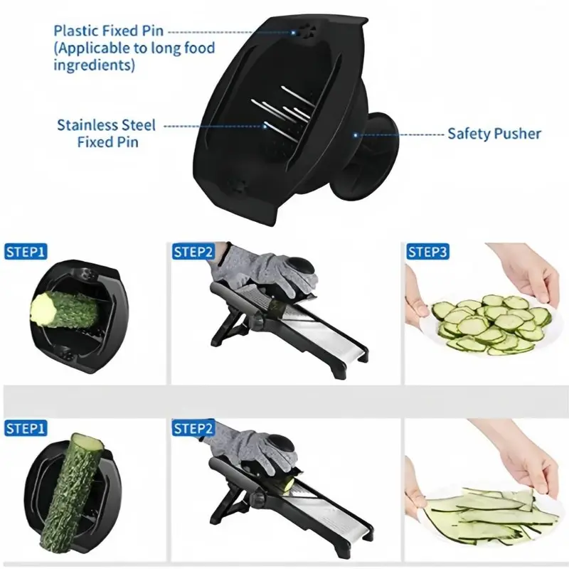 5 in 1 Vegetable Chopper, 1 Set Multifunctional Vegetable Cutter with Gloves & Cleaning Brush, Professional Vegetable Slicer for Home Kitchen 2