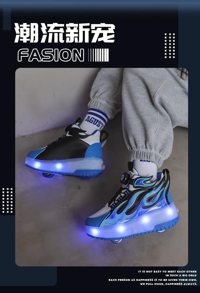 Product Introduction of In Stock Children's Heelys Detachable Skate Shoes Boys and Girls Roller Skates Heelys Boys 2024 New Summer Children's Pulley Sneaker Skates Double Wheel Breathable Walking Shoes Boys 3