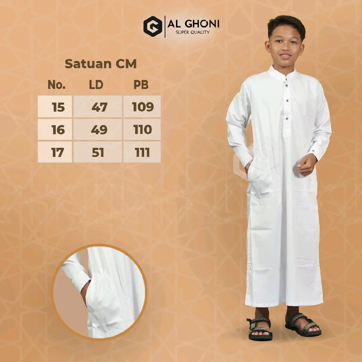 jubah remaja pria Polos Muslim