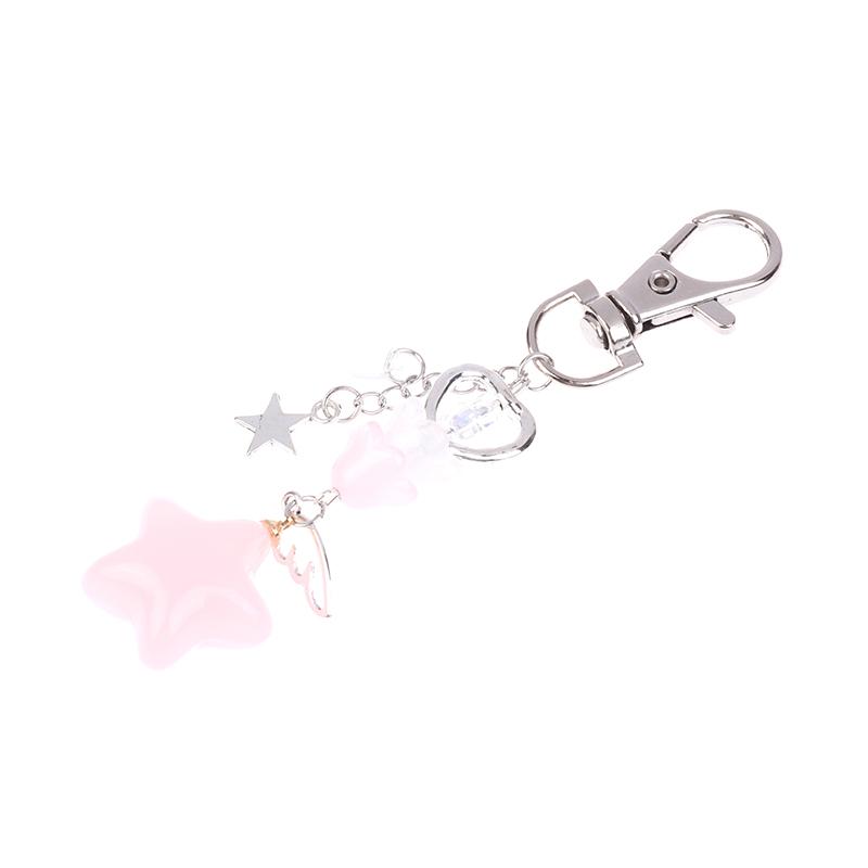 Product Introduction of Retro Cute Jelly Star Charm Keychain Handmade Pink And Blue Y2K Matching Keychain CCD Pendant Phone Chain 23