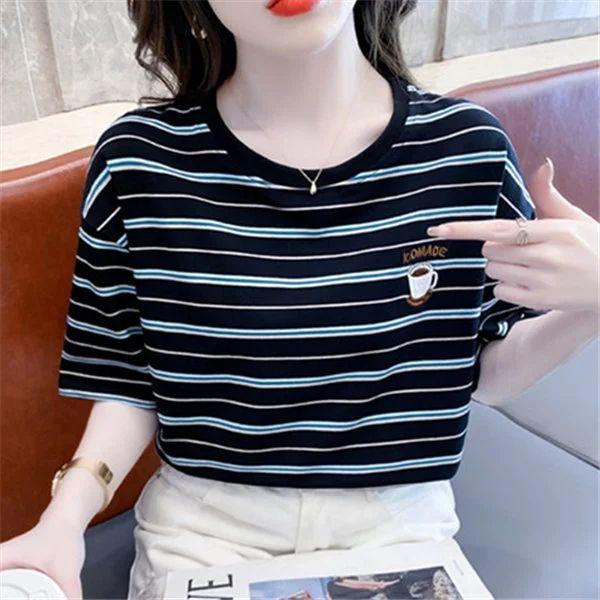 Áo Thun ngắn Tay Cổ Tròn Phong Cách Hàn Quốc, Thanh Lịch Và Hợp Xu hướng, Độc Đáo Thời Trang Đường Phố Ins, Thích Hợp Cho Giới Trẻ Và Nữ, Áo Mỏng, Thiết Kế Sáng Tạo, Bán Chạy, Cá Tính, 2024 Mùa Hè Mới, [Thanh Toán Khi Nhận Hàng] 5