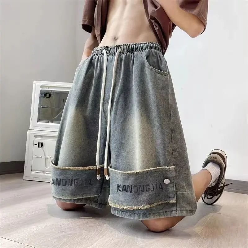 Quần Short Denim Cropped, Phong Cách Cổ Điển Mỹ Dành Cho Nam Giới, Ins Hợp Xu hướng, Dễ Phối Đồ, Có Thể Mặc Ngoài Trời, Quần Mỏng Và Rộng Mùa Hè, Quần Nam Menswear Pants Jeans Có Túi quần  jean quần  jeans quần  jean quần  jean quần  jeans quần  jean quần