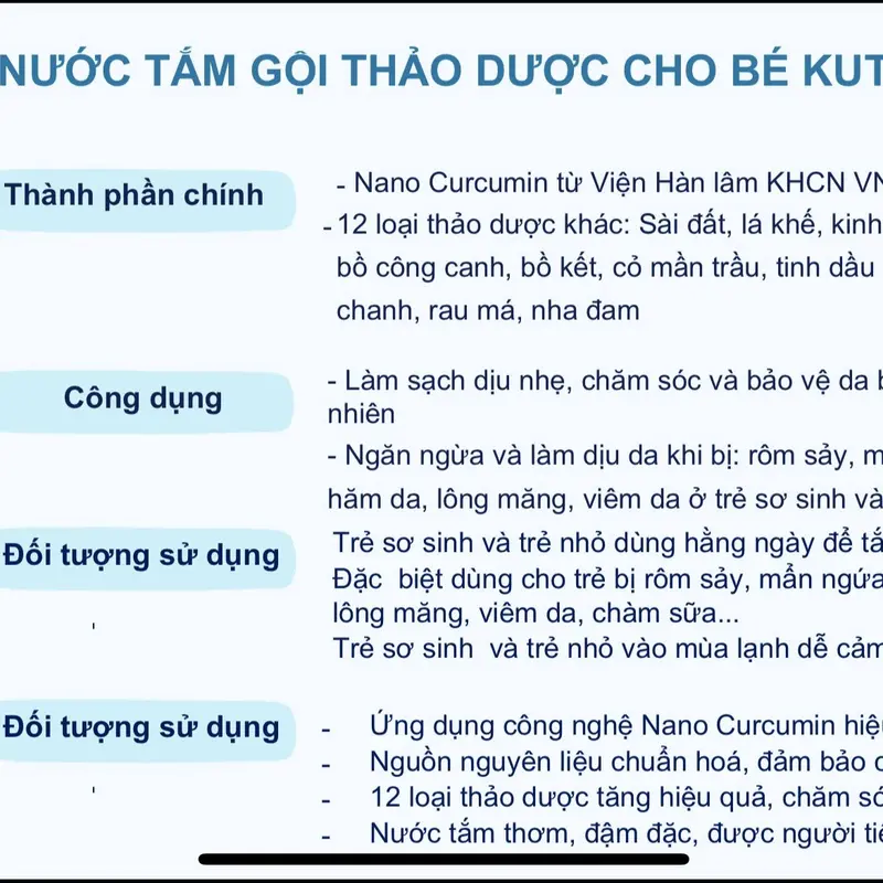 Combo nước tắm gội thảo dược và sữa tắm Kutieskin cho bé nuoctam thaoduoc nuoctam  chobe 3