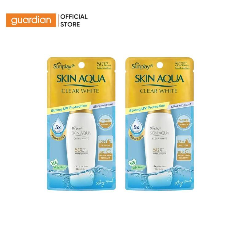 Combo 2 Sữa Chống Nắng Hỗ Trợ Dưỡng Da Trắng Mịn Sunplay Skin Aqua Clear White Spf50+ Pa++++ 55Gr x 2 0