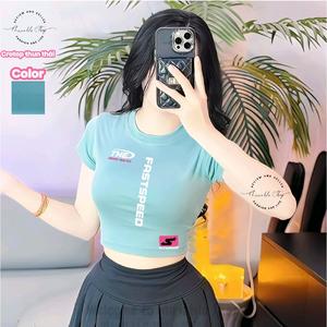 [Thun Thái] Áo Croptop Nữ Dáng Ngắn Ôm Body Thun Thái Form Basic Cổ Tròn Tay Ngắn Mẫu Trơn In Chữ Dọc Fast Speed, Kích Cở Chỉ Có Size S, Áo Croptop Ôm Body Nữ Áo Kiểu Xinh Đẹp In Hình Độc Lạ Đi Biển Đang Hot 2025 Mặc Hè Mặc Nhà Mặc Đi Chơi Thoải Mái Có Bi