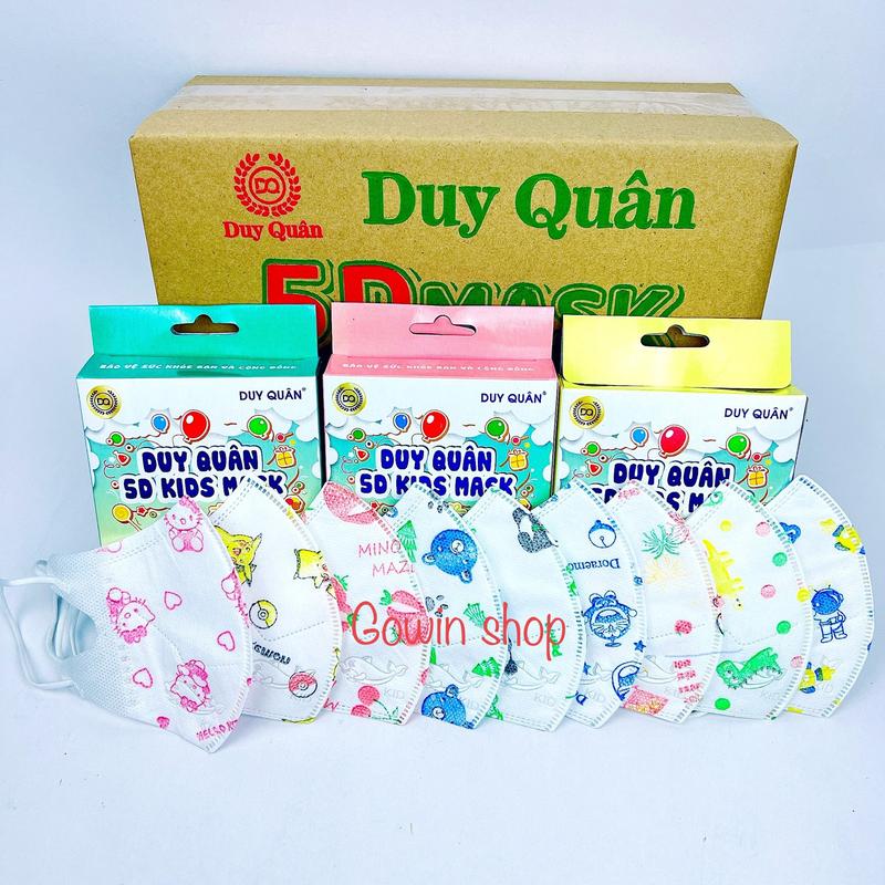 thùng 400 40 hộp chiếc khẩu trang 5d  duy quân cho bé từ 1 đến 4 tuổi 3 lớp kháng khuẩn