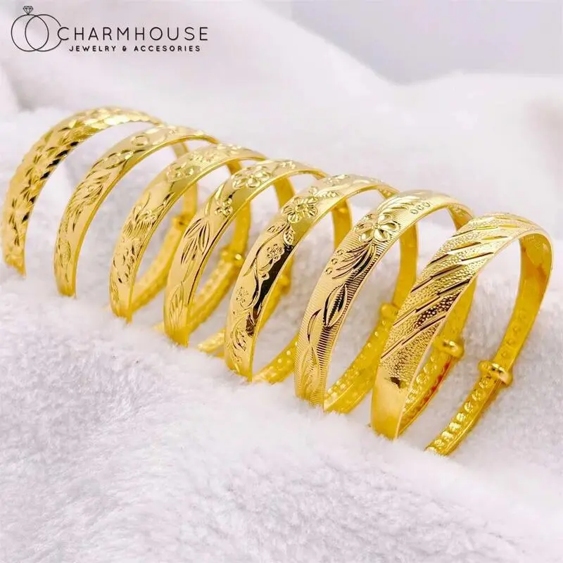 Gold Color 10mm Cuff for Women Stars Charm Bracelet & Bangles Adjustable Pulsera Wristband Trendy Jewelry Wholesale