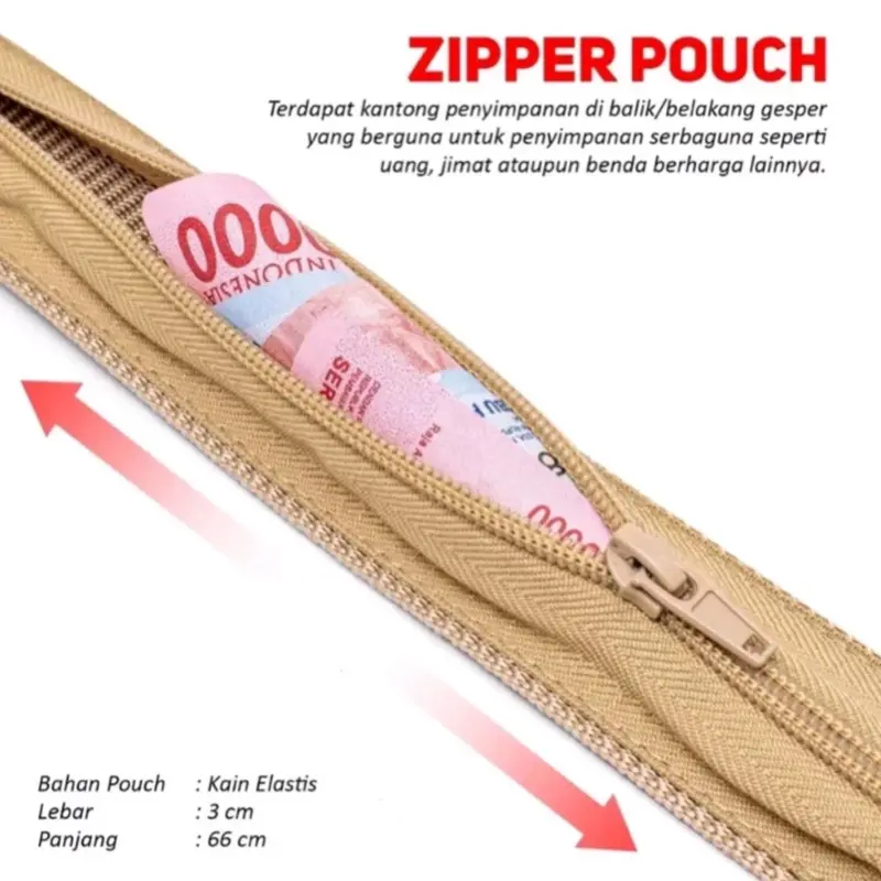 Sabuk Pria Dewasa Keren Bahan Kanvas Model Resleting Gesper Pengait 4