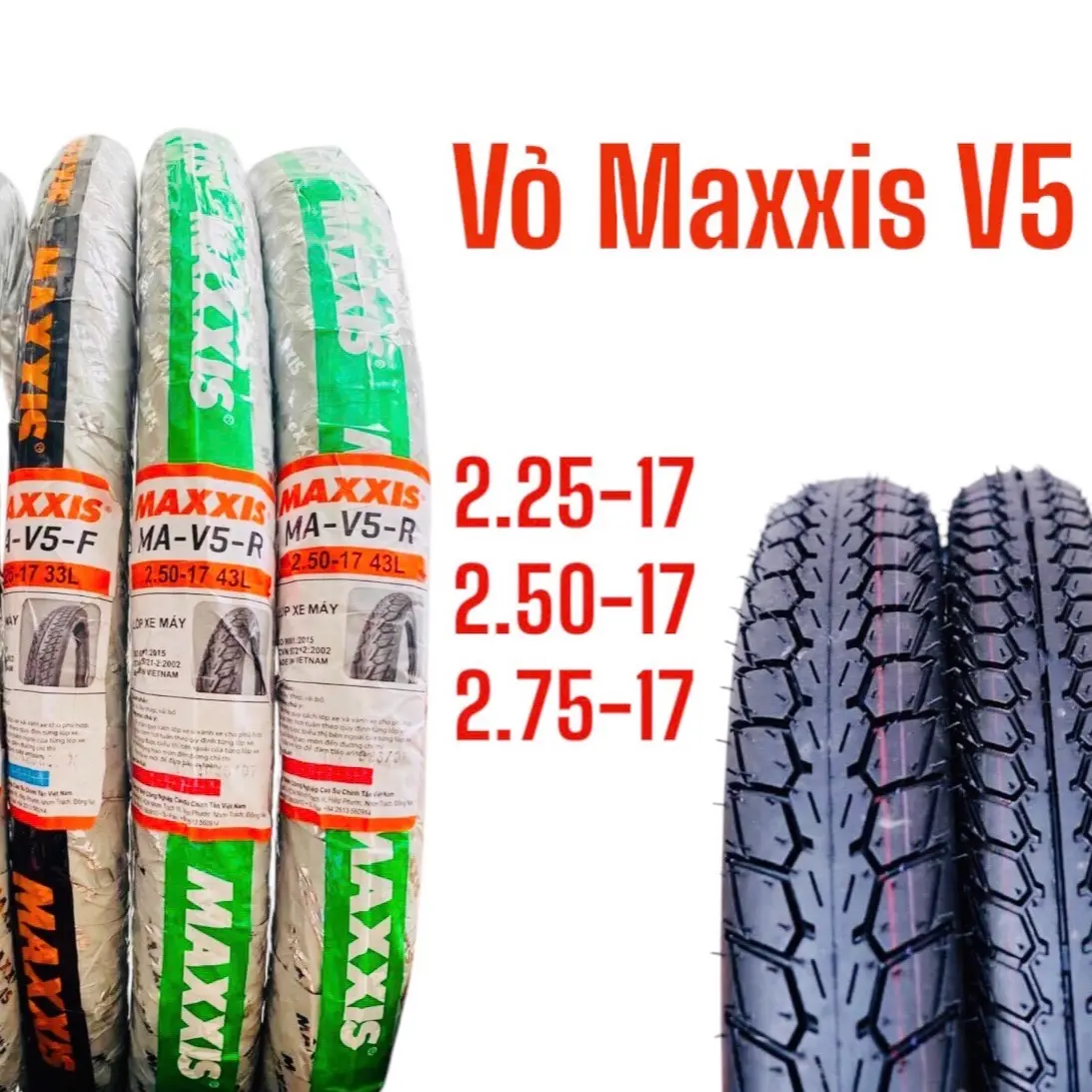 Vỏ Xe MAXXIS V5 Có Xài Ruột dành cho xe số