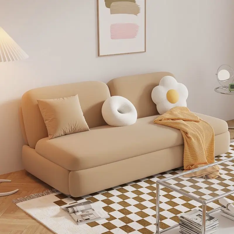 Solid wood small unit bedroom, living room, ins wind sliding dual-purpose storage, foldable sofa bed