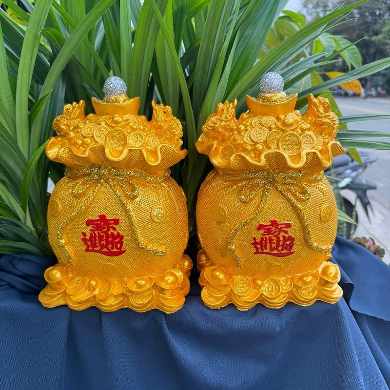 Túi Vàng Thạch Cao, Lợn Đất, Heo Đất, Ống Heo Tiết Kiệm-Heo Đất Xuân Hiếu Ống Tiết Kiệm boheo tietkiem cây tiền thần tài hình túi tiền gỗ lợn tiết kiệm 12 đấttiếtkiệm