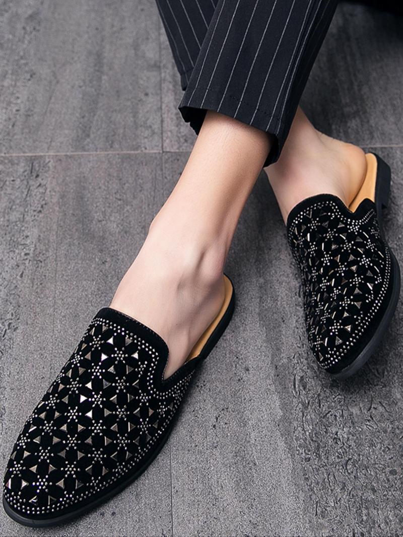 Product Introduction of Men's Fashionable Rhinestone Decorated Slip-on Loafers, Casual Comfortable Flat Shoes for Daily Wear, Lightweight Breathable Shoes for All Seasons 3